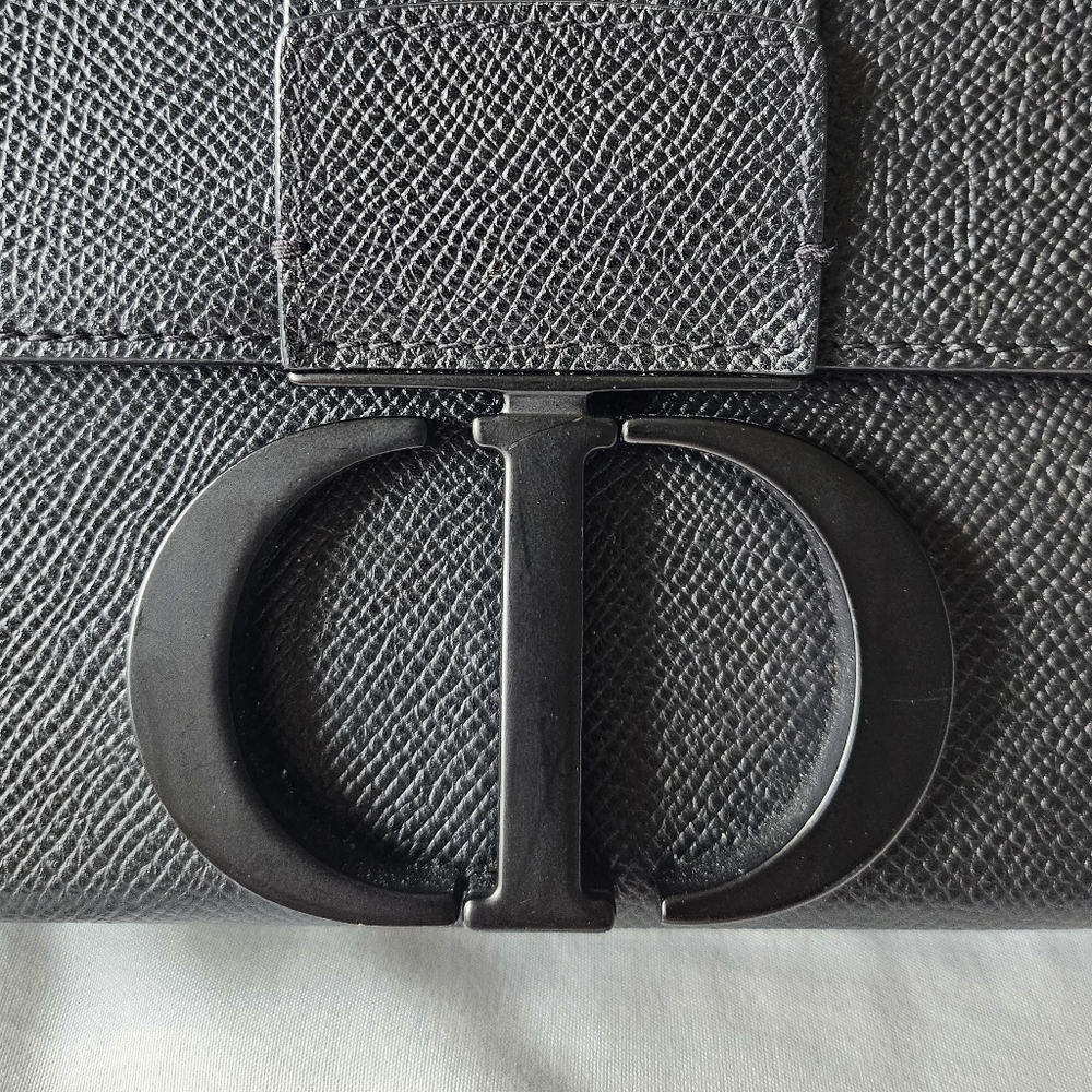 AUTH CHRISTIAN DIOR Montaigne Box Black Grained Calf Leather Bag - Picture 10 of 14